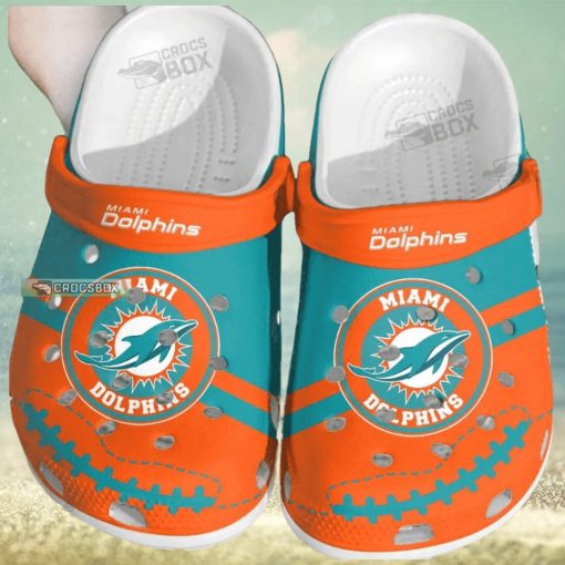 Aqua And Orange Pride Crocs Dolphins Retro Crocs Shoes