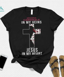 Arizona Cardinals In My Veins Jesus In My Heart Cross Shirt