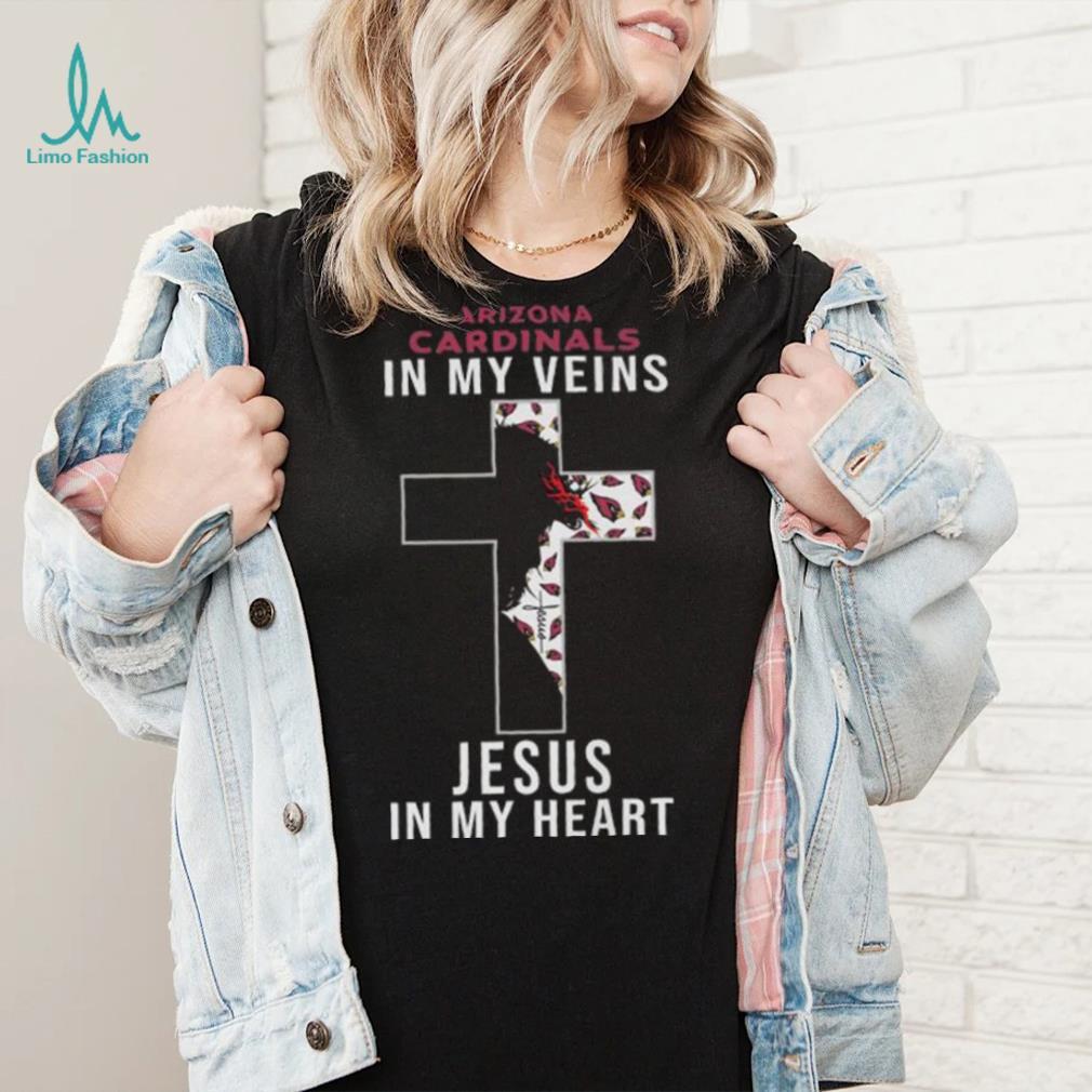 Arizona Cardinals In My Veins Jesus In My Heart Cross Shirt Arizona Cardinals In My Veins Jesus In My Heart Cross Shirt