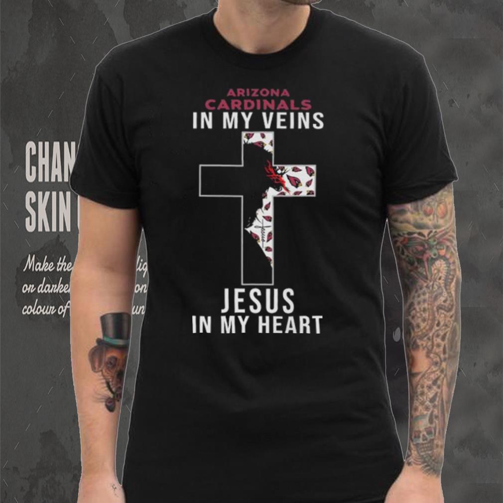 Arizona Cardinals In My Veins Jesus In My Heart Cross Shirt Arizona Cardinals In My Veins Jesus In My Heart Cross Shirt