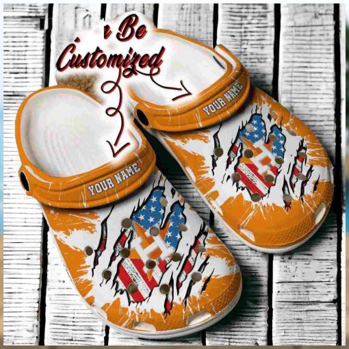 Astros Personalized HAstros Baseball Ripped American Flag Clog Crocs