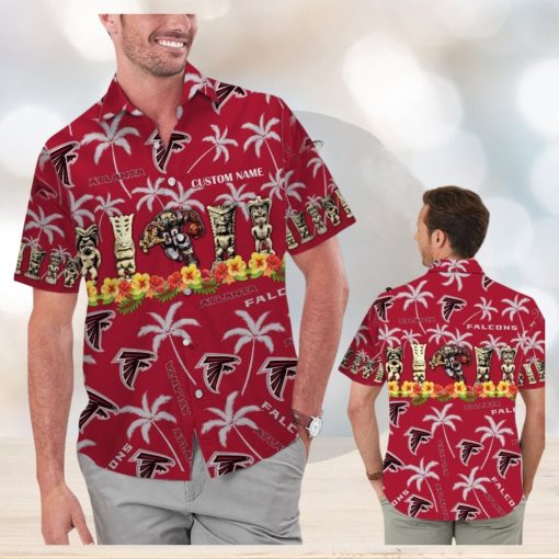 Atlanta Falcons Name Personalized Short Sleeve Button Up Tropical Hawaiian Shirt