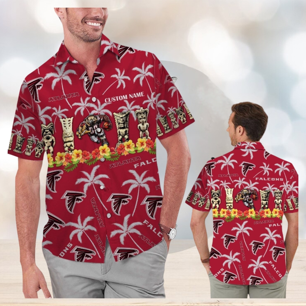 Atlanta Falcons Name Personalized Short Sleeve Button Up Tropical Hawaiian Shirt Atlanta Falcons Name Personalized Short Sleeve Button Up Tropical Hawaiian Shirt