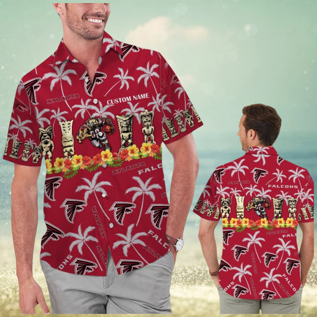 Atlanta Falcons Name Personalized Short Sleeve Button Up Tropical Hawaiian Shirt Atlanta Falcons Name Personalized Short Sleeve Button Up Tropical Hawaiian Shirt