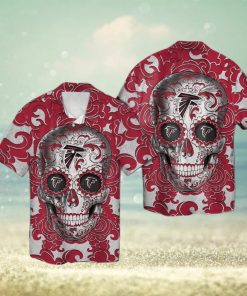 Atlanta Falcons Sugarskull Short Sleeve Button Up Tropical Hawaiian Shirt