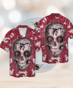 Atlanta Falcons Sugarskull Short Sleeve Button Up Tropical Hawaiian Shirt