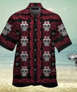 Atlanta Falconsskull Short Sleeve Button Up Tropical Hawaiian Shirt