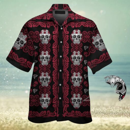 Atlanta Falconsskull Short Sleeve Button Up Tropical Hawaiian Shirt