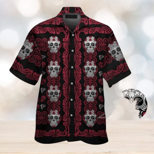 Atlanta Falconsskull Short Sleeve Button Up Tropical Hawaiian Shirt