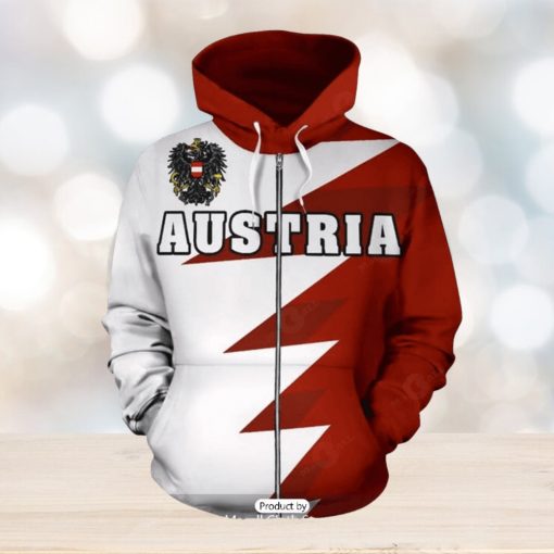 Austria Flag Tooth Style Zip Up Hoodie 3D