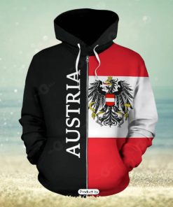 Austria Hoodie Coat Of Arms Flag Half Style Zip Up Hoodie 3D