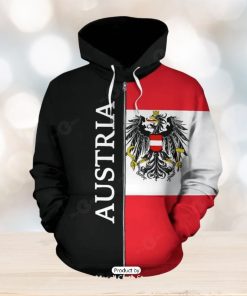 Austria Hoodie Coat Of Arms Flag Half Style Zip Up Hoodie 3D