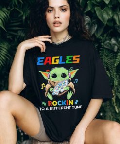 Autism Philadelphia Eagles Baby Yoda Rockin To A Different Tune Shirt