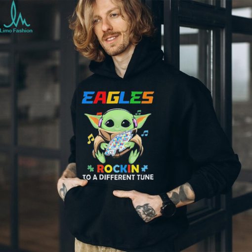 Autism Philadelphia Eagles Baby Yoda Rockin To A Different Tune Shirt