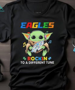 Autism Philadelphia Eagles Baby Yoda Rockin To A Different Tune Shirt