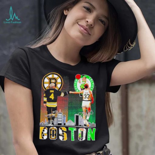 Awesome boston Sports Team Bobby Orr Boston Bruins and Larry Bird Boston Celtics signatures signatures shirt