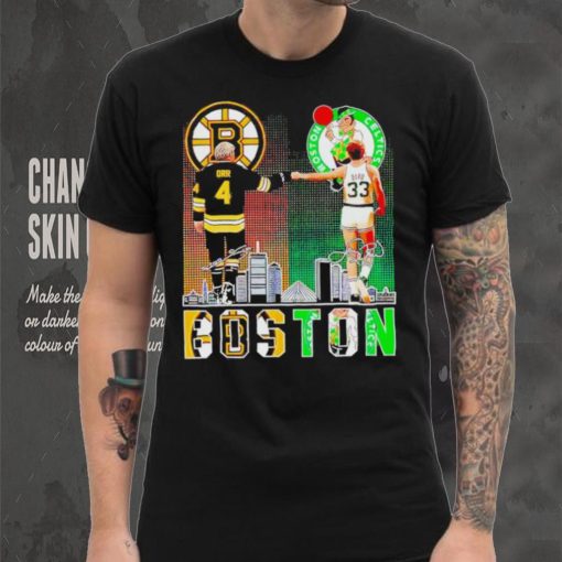 Awesome boston Sports Team Bobby Orr Boston Bruins and Larry Bird Boston Celtics signatures signatures shirt