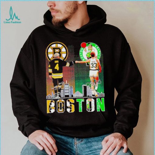 Awesome boston Sports Team Bobby Orr Boston Bruins and Larry Bird Boston Celtics signatures signatures shirt