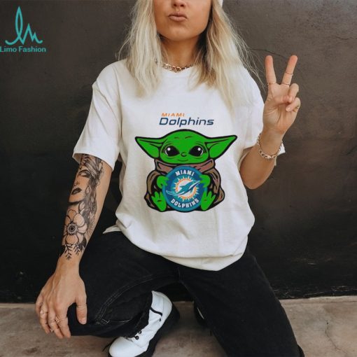 Baby Yoda Hug Miami Dolphins Logo Shirt