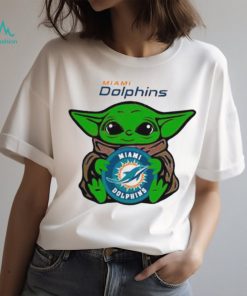 Baby Yoda Hug Miami Dolphins Logo Shirt