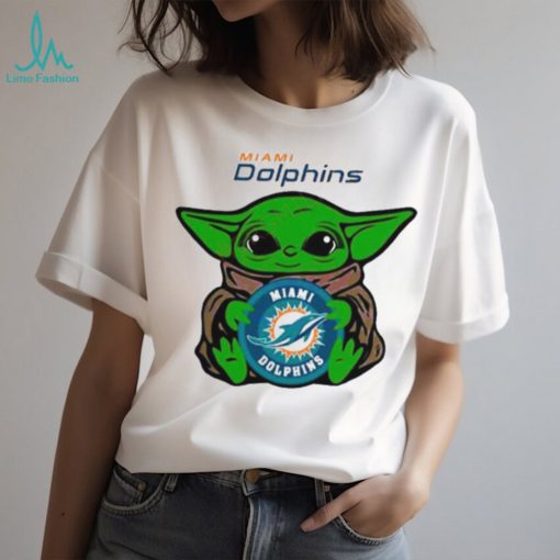 Baby Yoda Hug Miami Dolphins Logo Shirt