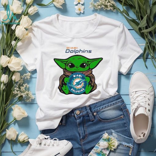 Baby Yoda Hug Miami Dolphins Logo Shirt