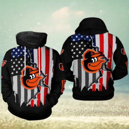 Baltimore Orioles MLB US Flag 3D Printed Hoodie