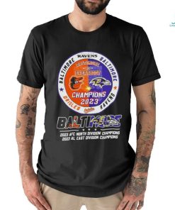 Baltimore Ravens 2023 Afc North Division And 2023 Al East Division Champion Shirt, hoodie, sweater, long sleeve and tank top Baltimore Ravens 2023 Afc North Division And 2023 Al East Division Champion Shirt