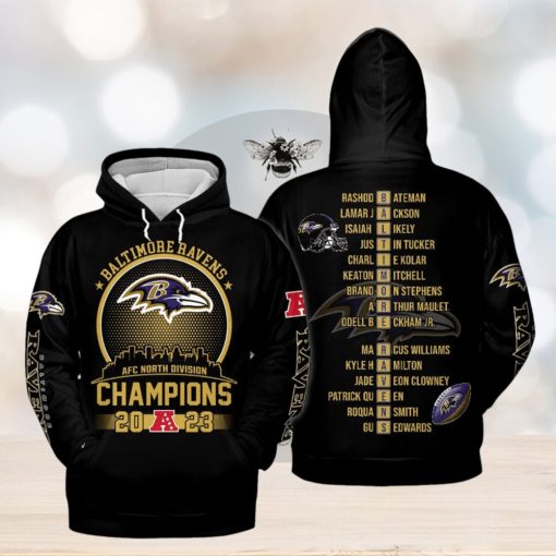 Baltimore Ravens 2023 Go Ravens Champions Black Design Hoodie T Shirt