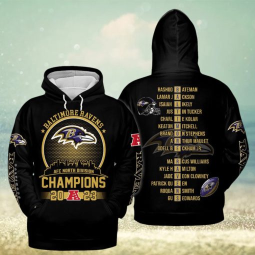 Baltimore Ravens 2023 Go Ravens Champions Black Design Hoodie T Shirt