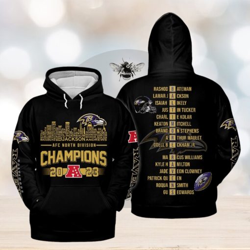 Baltimore Ravens AFC North Division Champions 2023 Black New Design Hoodie T Shirt