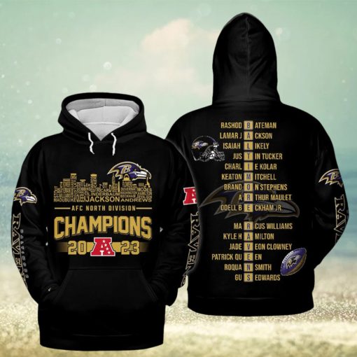 Baltimore Ravens AFC North Division Champions 2023 Black New Design Hoodie T Shirt