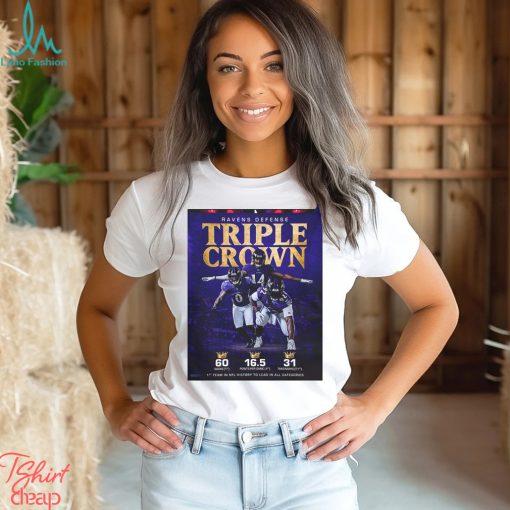 Baltimore Ravens Defensive Triple Crown First Team In NFL History To Lead In All Categories NFL Season 2023 Poster T Shirt