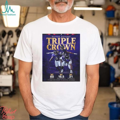 Baltimore Ravens Defensive Triple Crown First Team In NFL History To Lead In All Categories NFL Season 2023 Poster T Shirt