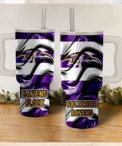 Baltimore Ravens Flock Wavy Pattern Tumbler With Handle