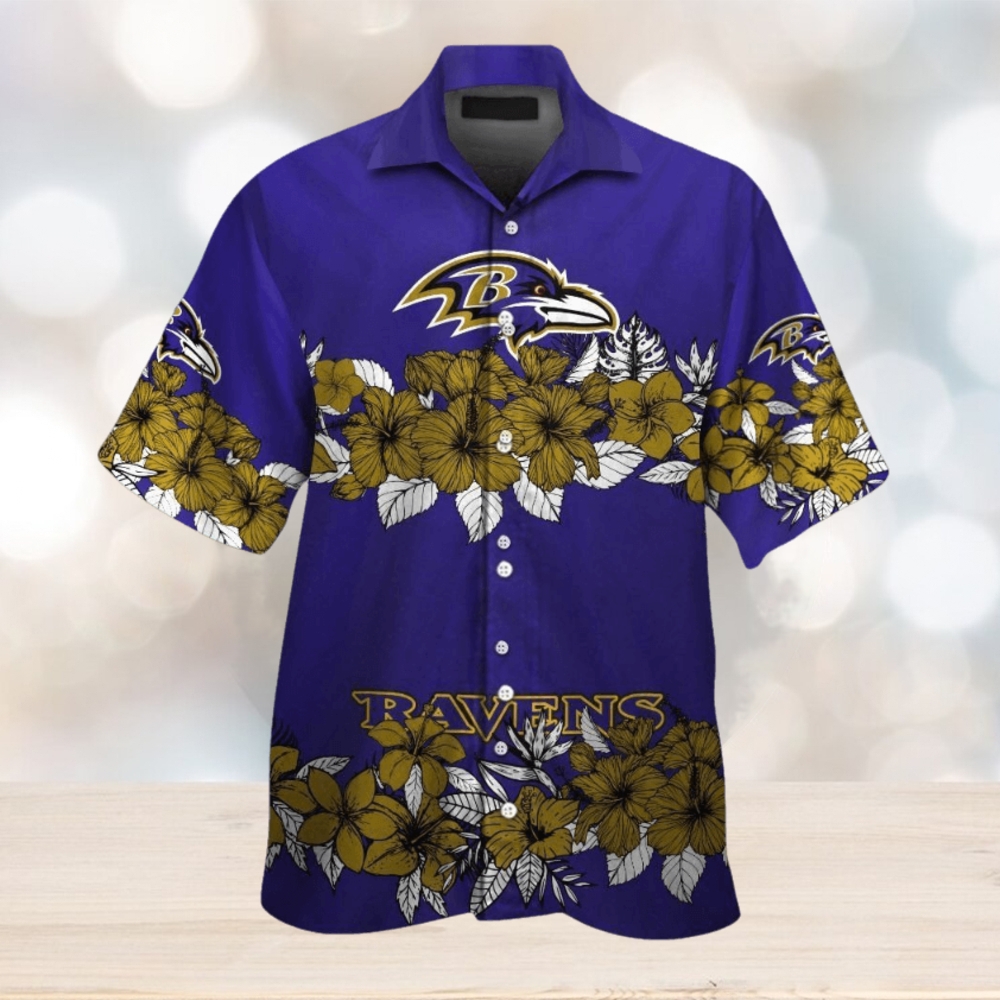 Baltimore Ravens Hawaiian Short Sleeve Tropical Shirt Button Up Baltimore Ravens Hawaiian Short Sleeve Tropical Shirt Button Up