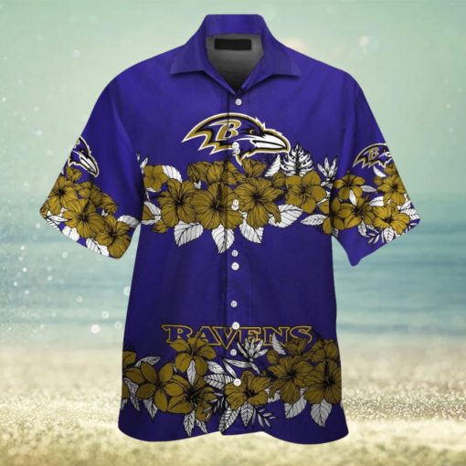 Baltimore Ravens Hawaiian Short Sleeve Tropical Shirt Button Up