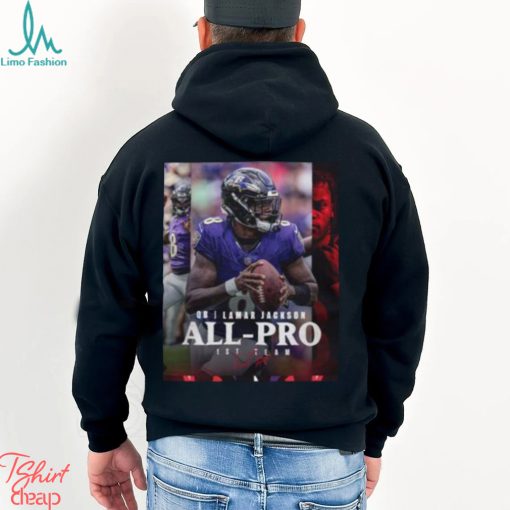 Baltimore Ravens Lamar Jackson QB 2023 Season NFL Associated Press All Pro First Team Poster Unisex T Shirt