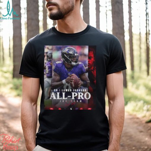 Baltimore Ravens Lamar Jackson QB 2023 Season NFL Associated Press All Pro First Team Poster Unisex T Shirt
