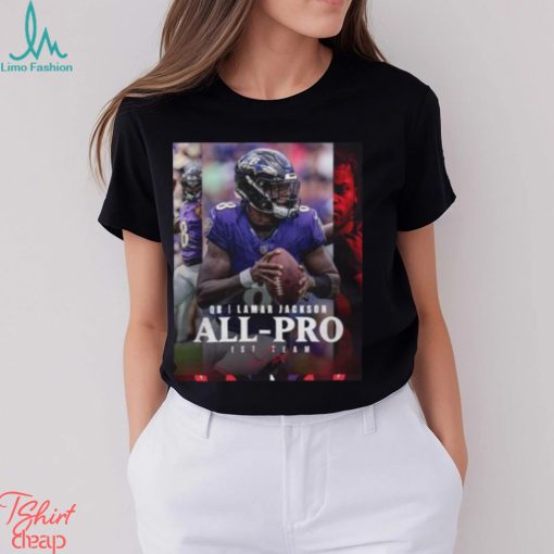 Baltimore Ravens Lamar Jackson QB 2023 Season NFL Associated Press All Pro First Team Poster Unisex T Shirt