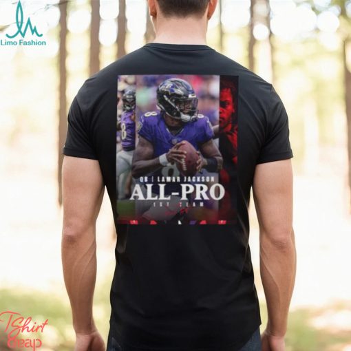 Baltimore Ravens Lamar Jackson QB 2023 Season NFL Associated Press All Pro First Team Poster Unisex T Shirt
