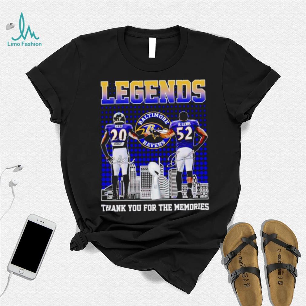 Baltimore Ravens Legends Ed Reed and Ray Lewis thank you for the memories shirt Baltimore Ravens Legends Ed Reed and Ray Lewis thank you for the memories shirt