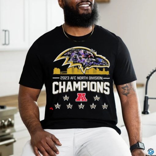 Baltimore Ravens Logo Players Name Signatures AFC North Division Champions 2023 shirt