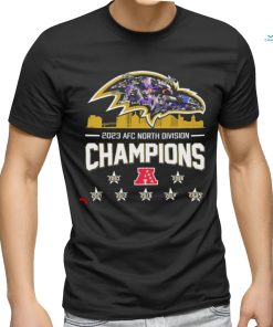 Baltimore Ravens Logo Players Name Signatures AFC North Division Champions 2023 shirt