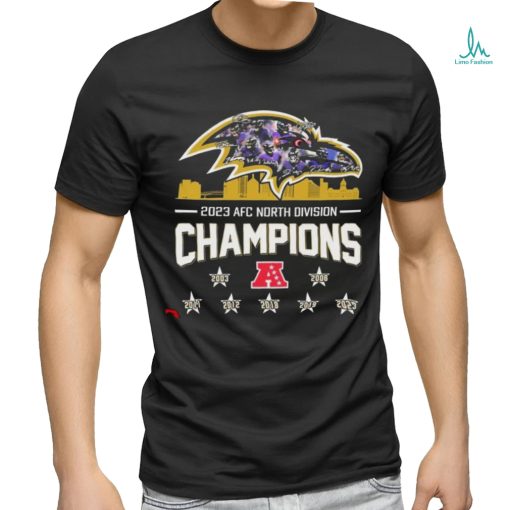 Baltimore Ravens Logo Players Name Signatures AFC North Division Champions 2023 shirt
