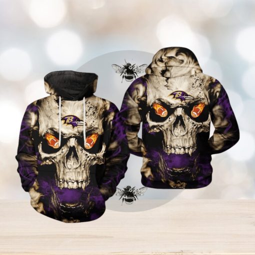 Baltimore Ravens NFL Skull Team 3D Printed Hoodie