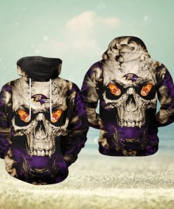 Baltimore Ravens NFL Skull Team 3D Printed Hoodie