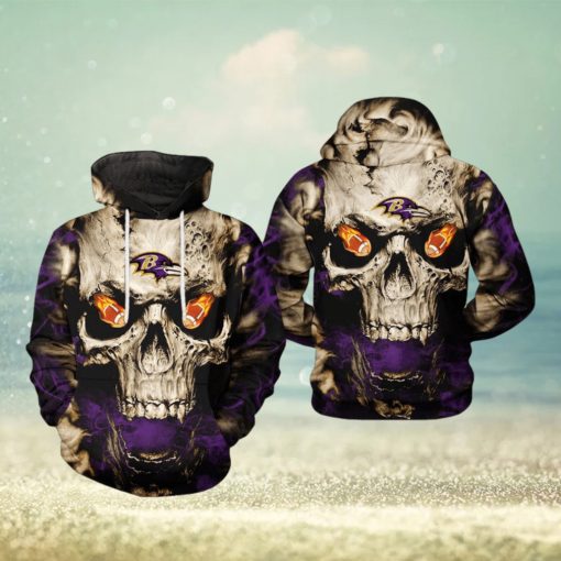 Baltimore Ravens NFL Skull Team 3D Printed Hoodie