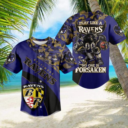 Baltimore Ravens Play Like A Ravens No One Is Forsaken Baseball Jersey