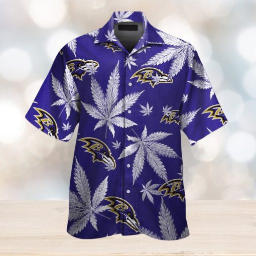 Baltimore Ravens Short Sleeve Button Up Hawaiian Tropical Shirt